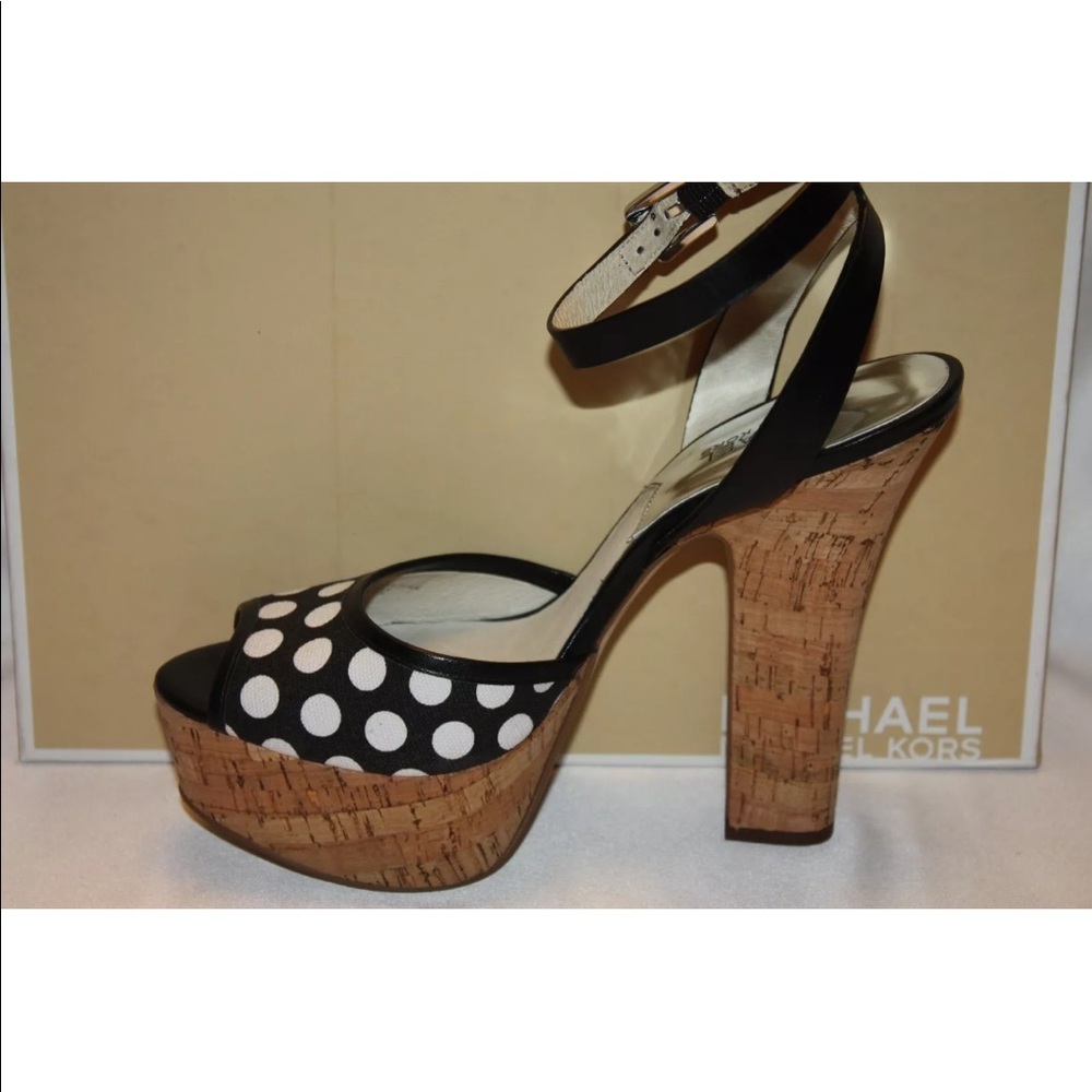 New! Michael Kors polka dot Cork platform heels - Picture 6 of 8